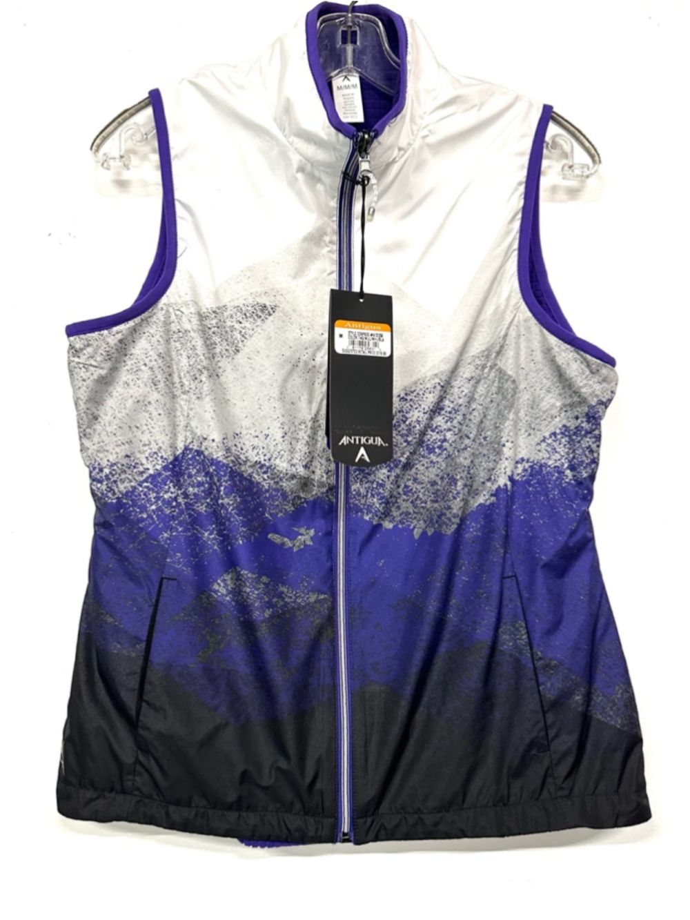 Antigua Womens Medium Reversible Performance Golf Vest Purple NWT Zip Front